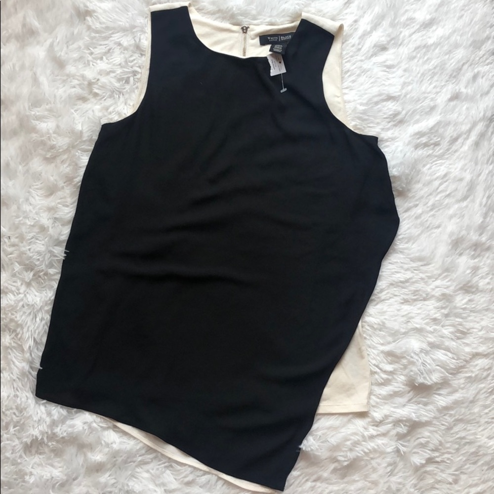 WHBM NWT black/cream Overlay Shell top - Picture 4 of 8